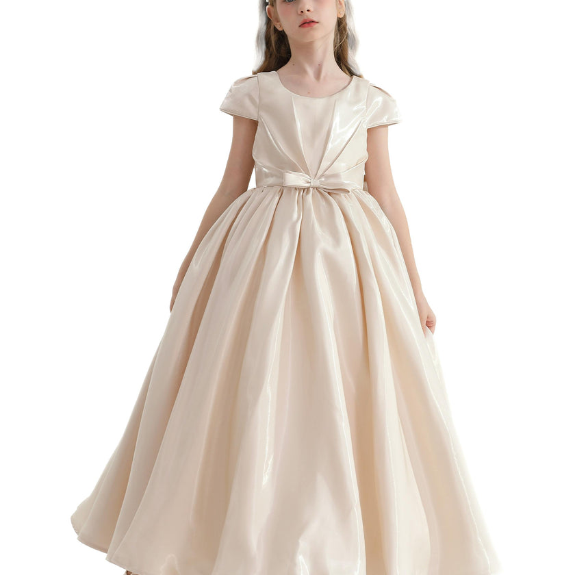 Champagne Bow Long Brea Dress