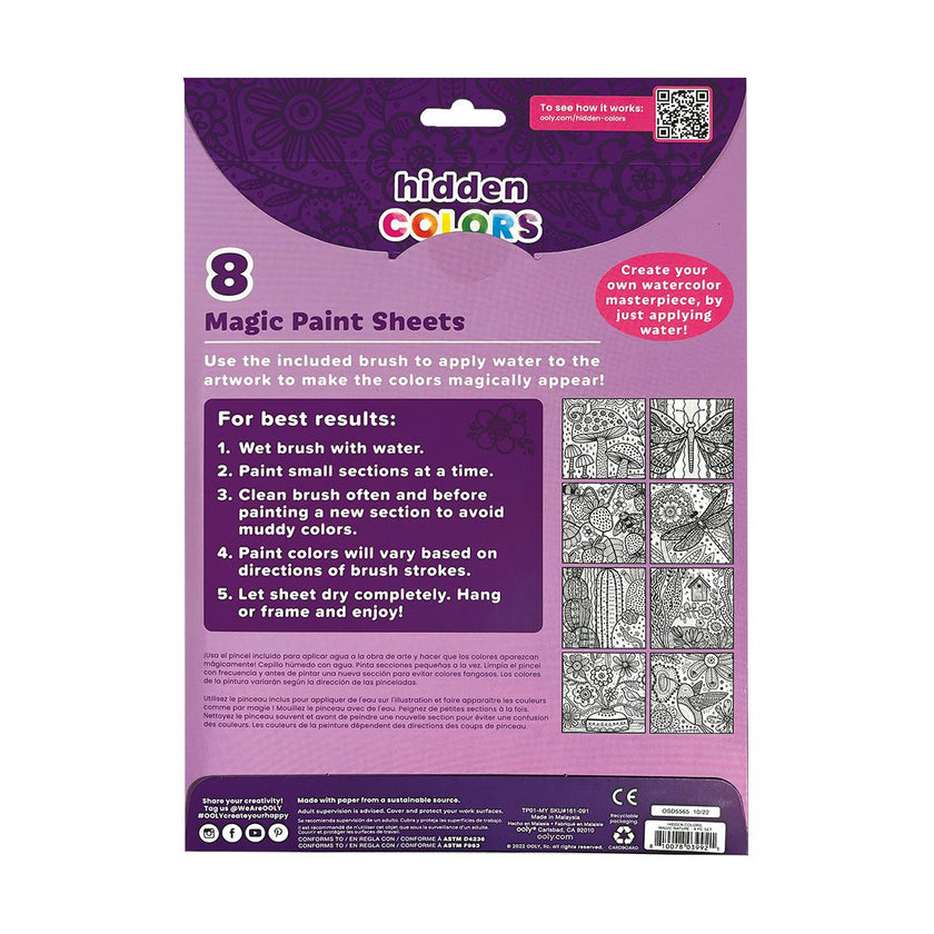 Hidden Colors Magic Paint Sheets - Magic Nature - 8 Sheets 1 Brush