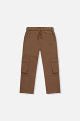 Twill Pants with Cargo Pockets Neutral Brown