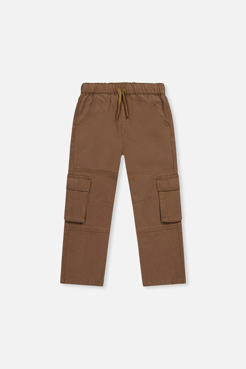 Twill Pants with Cargo Pockets Neutral Brown