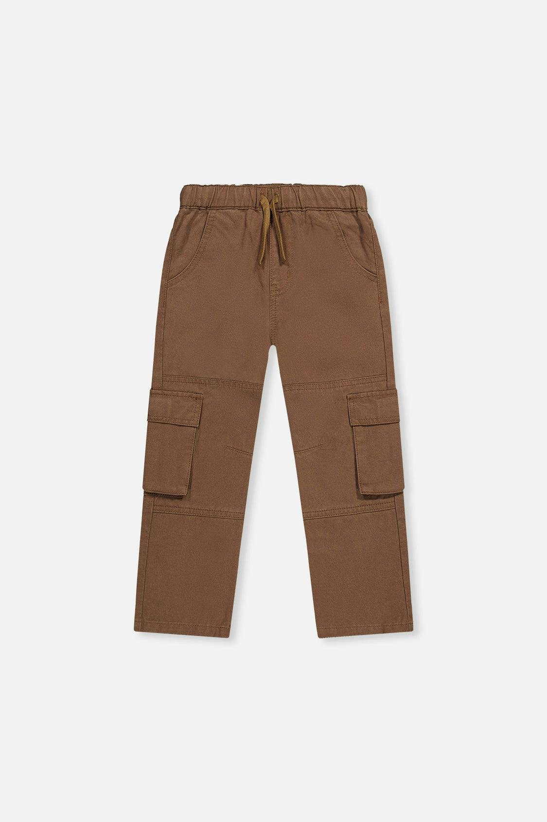 Twill Pants with Cargo Pockets Neutral Brown