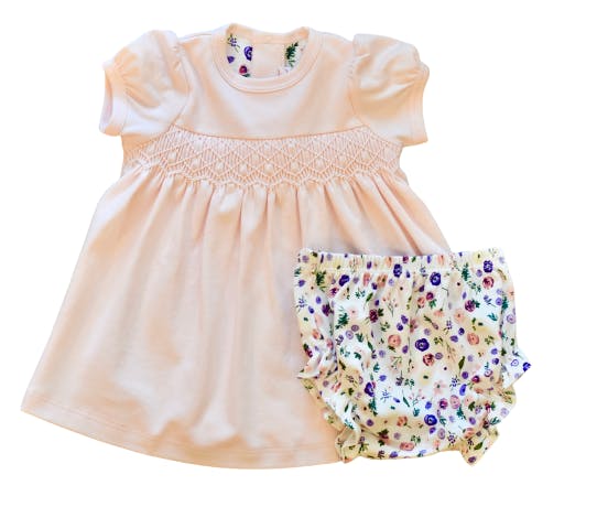 Clementine Peach Floral Smocked Dress