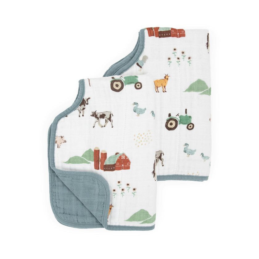 Cotton Muslin Burp Cloth 2 Pack - Farmyard