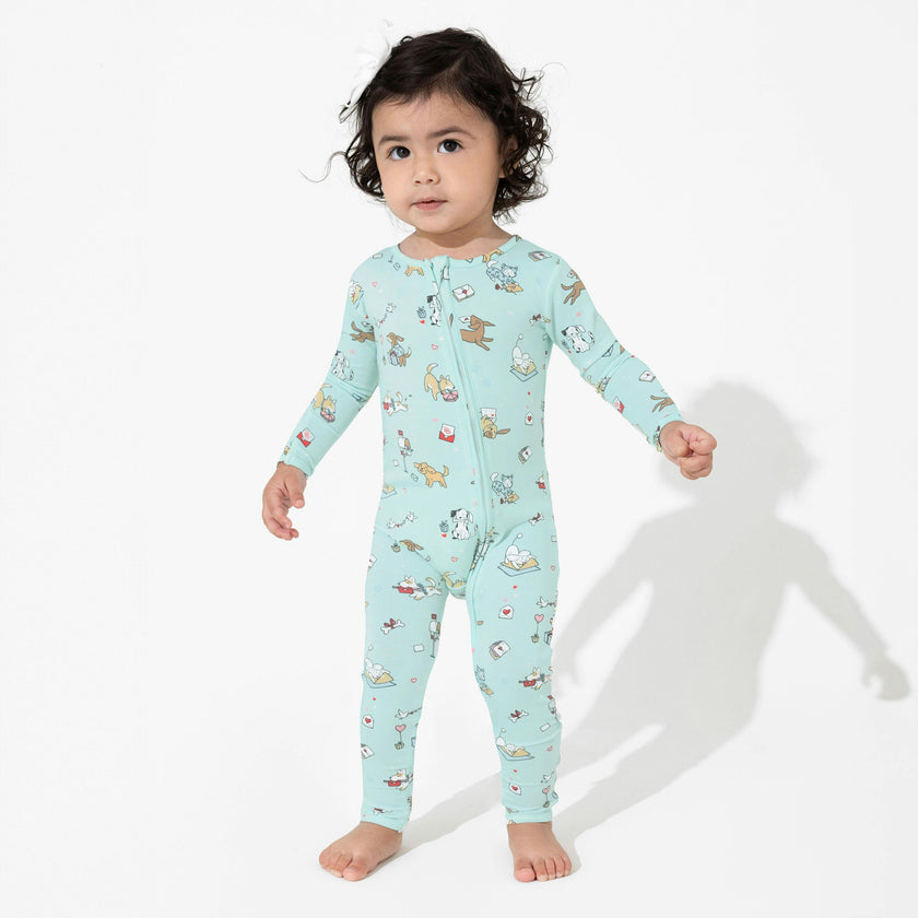 Valentines Pups Bamboo Convertible Footie