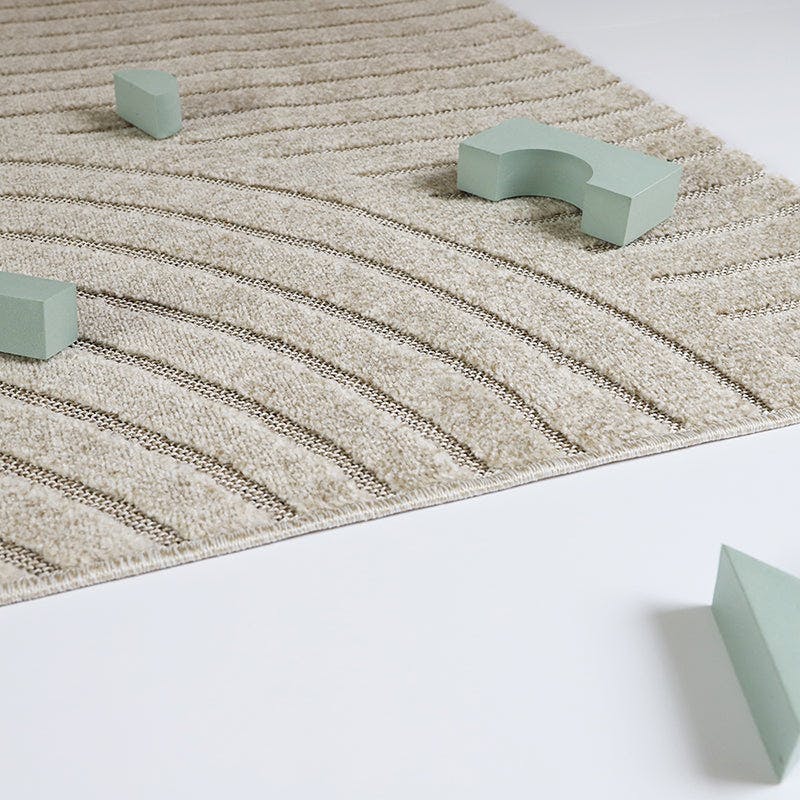Mechanical Weave Embossed Velvet Rectangular Rug, Grey