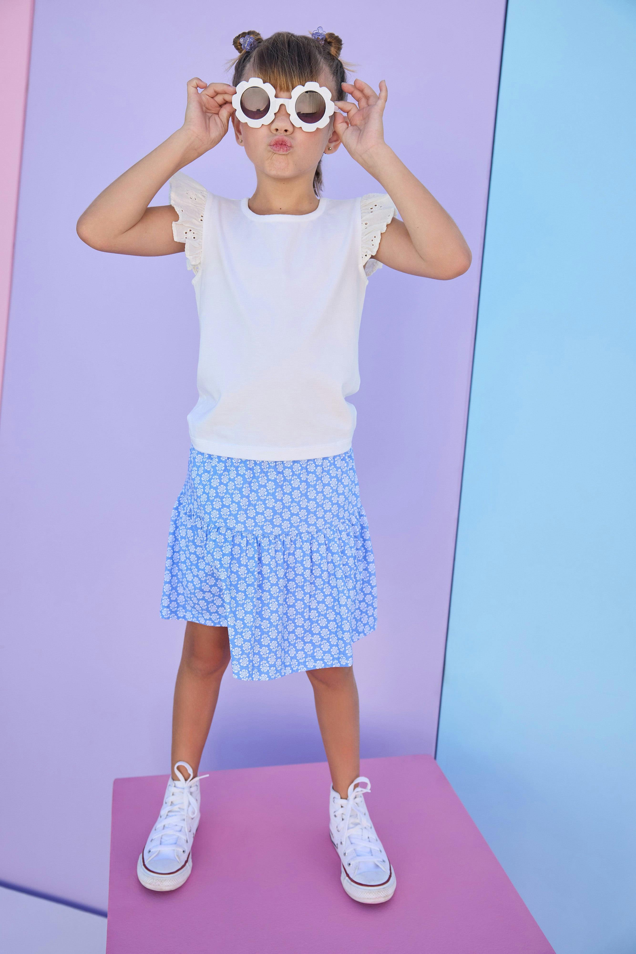 Sally Skort - Periwinkle Block Print