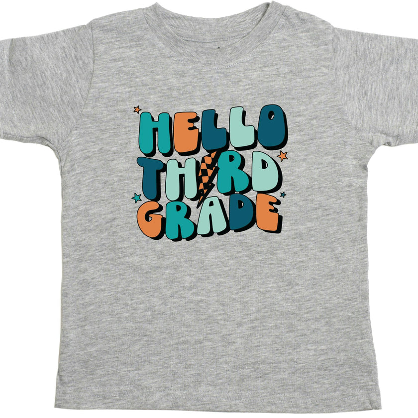 Hello Third Grade Short Sleeve T-Shirt - Gray