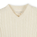 Organic V-Neck Cable Sweater