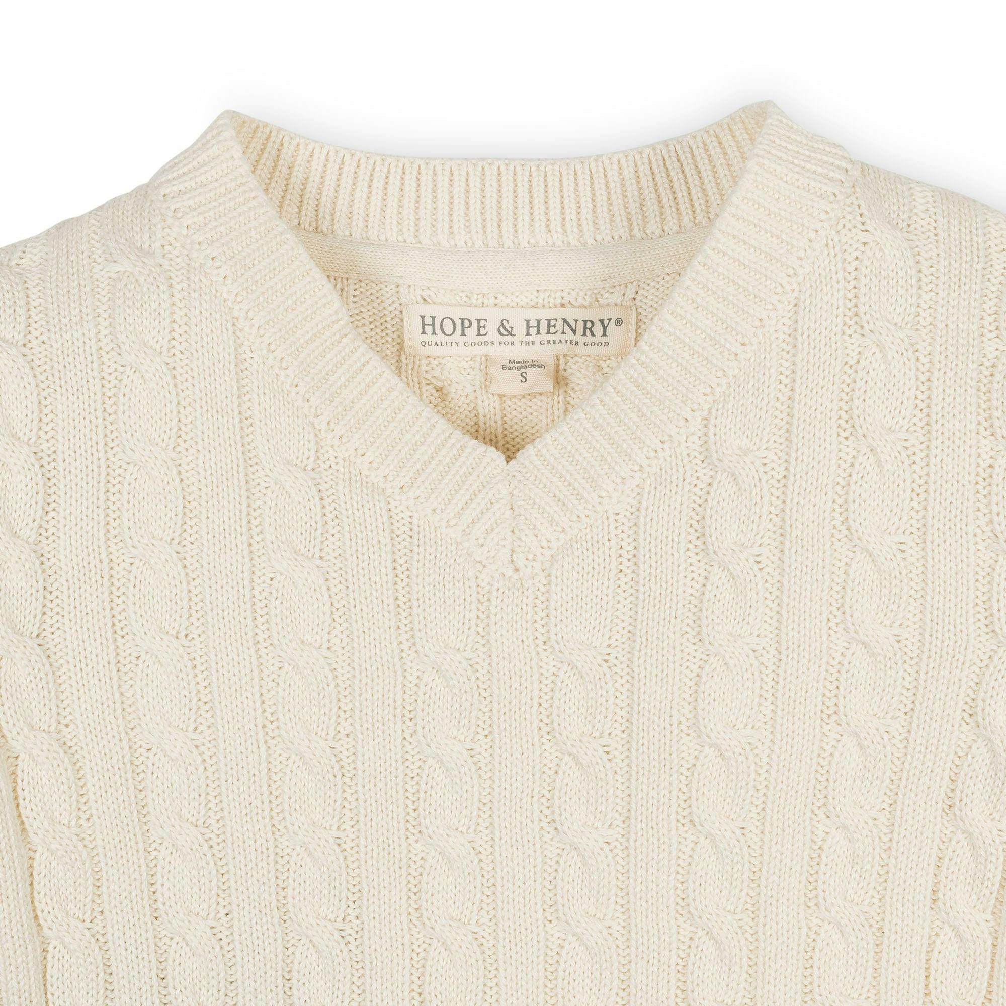 Organic V-Neck Cable Sweater
