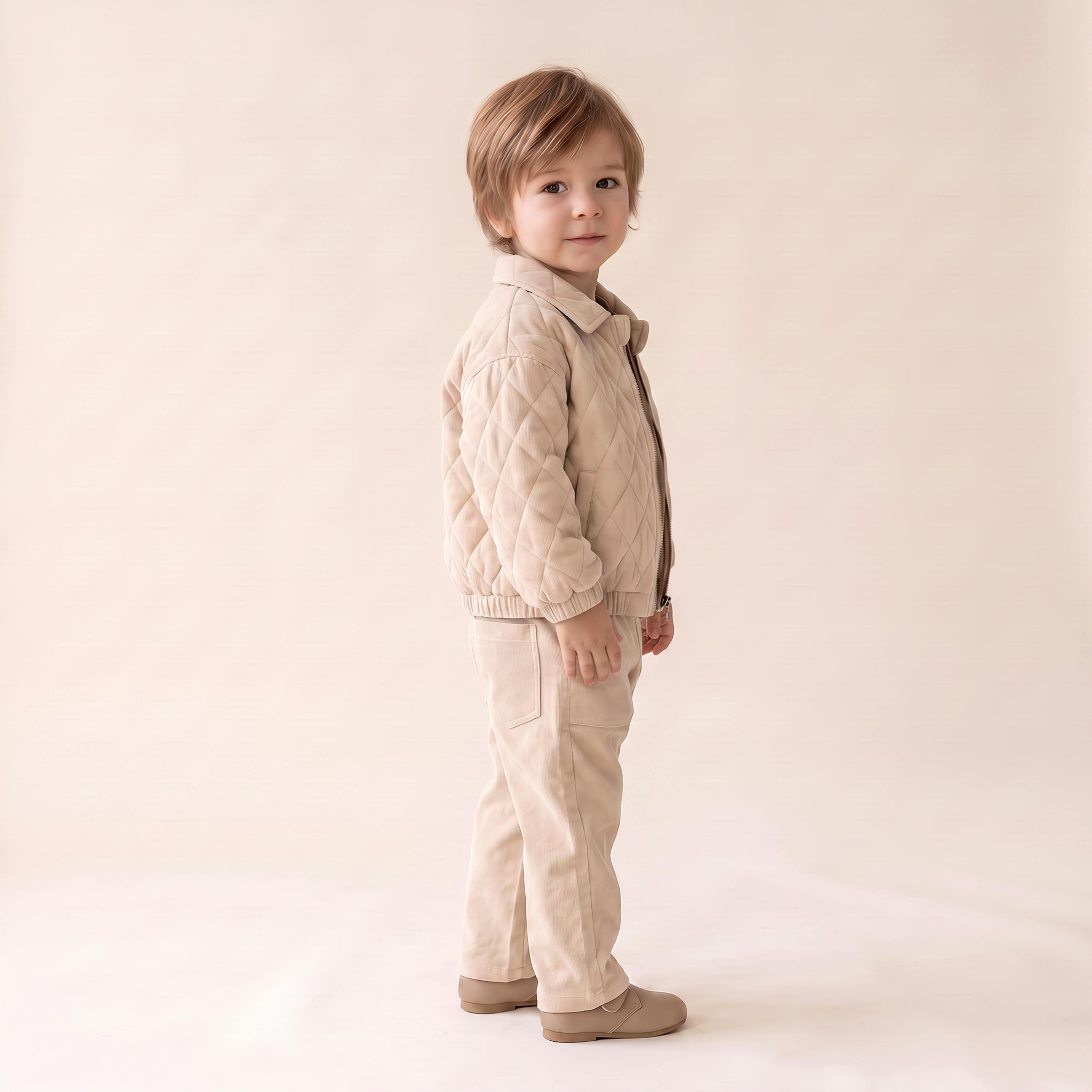 Organic Quilted Bomber Corduroy Jacket - Oat