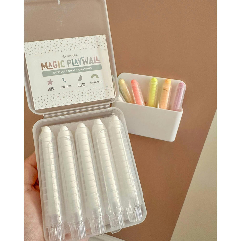 Dustless Chalk Crayons + Magnetic Holder Bundle for Magic Playwall