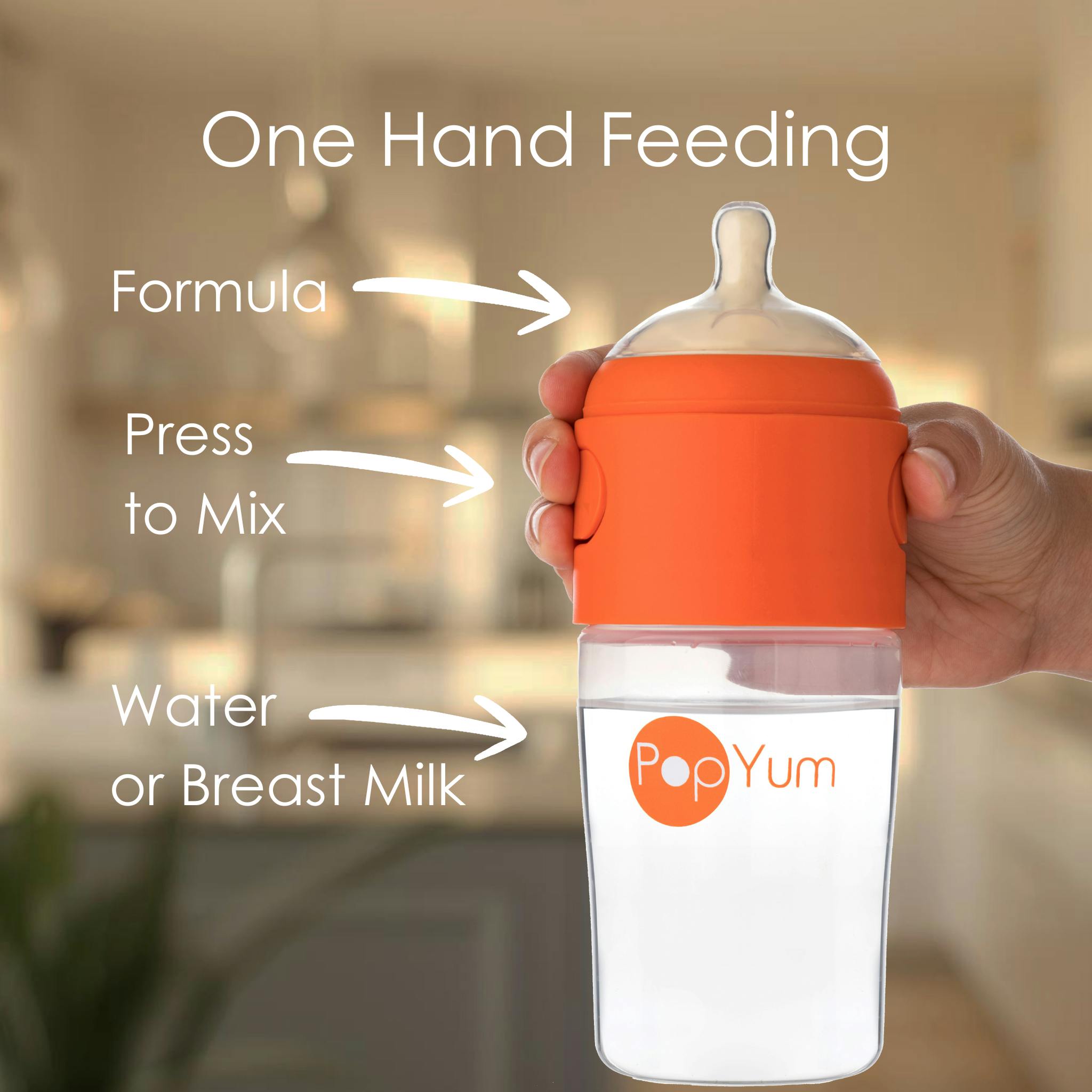 PopYum 9 oz Orange Anti-Colic Formula Making/Mixing/Dispenser Baby Bottle with #2 Medium Flow Nipple