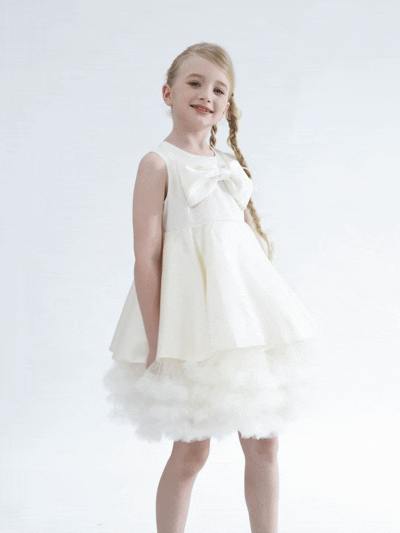 Ivory Anastasia Bow Tulle Dress