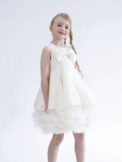 Ivory Anastasia Bow Tulle Dress