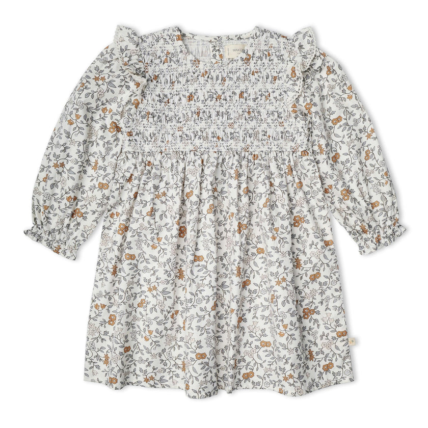 Organic Smocked Ruffle Dress - Ivy