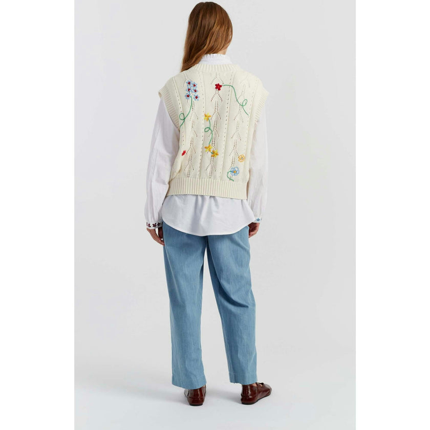Cotton Hand Embroidered Floral Tank