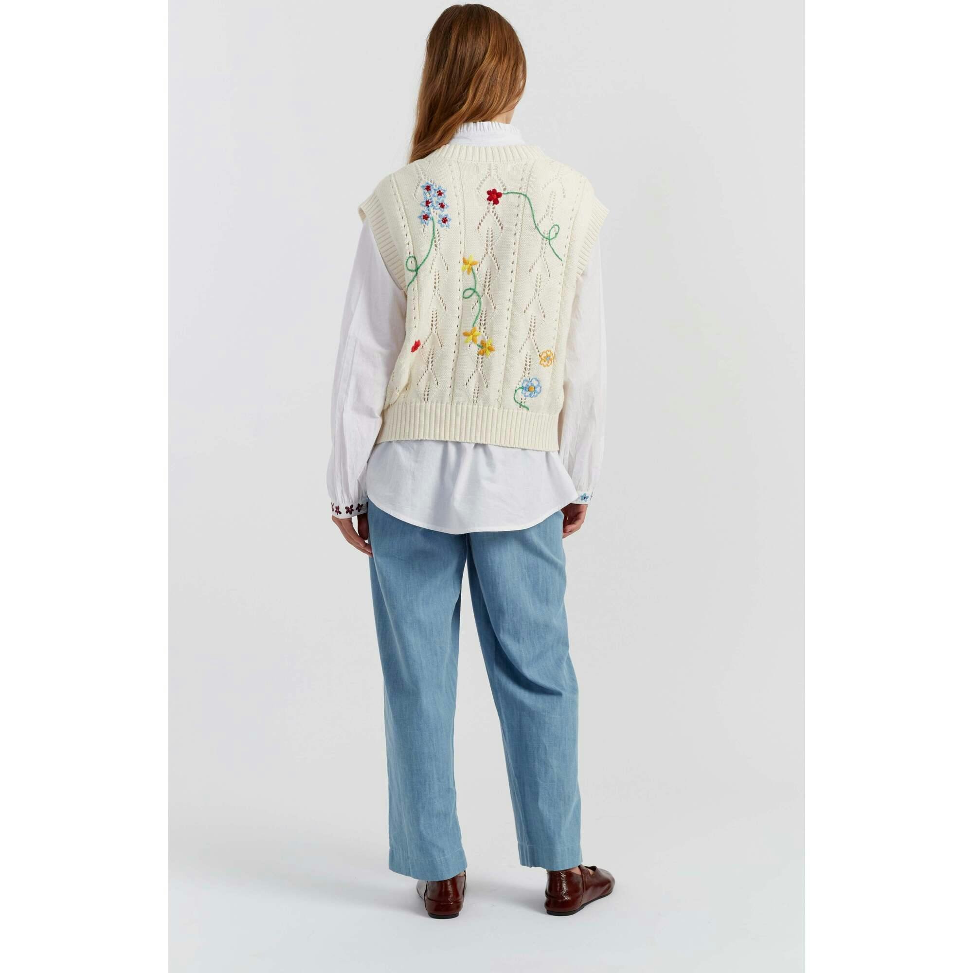 Cotton Hand Embroidered Floral Tank