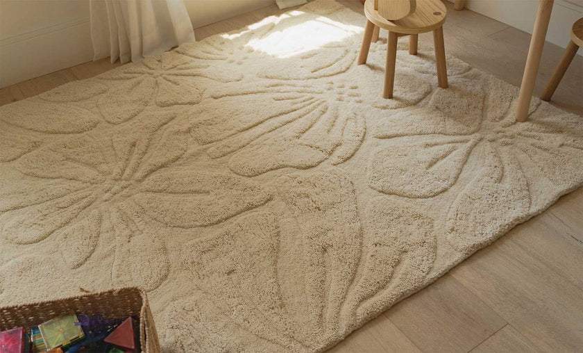 Floral Field Washable Wool Area Rug