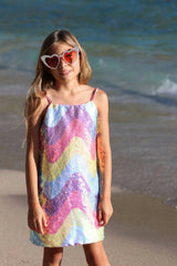 Sequin Rainbow Wave Tank Dress