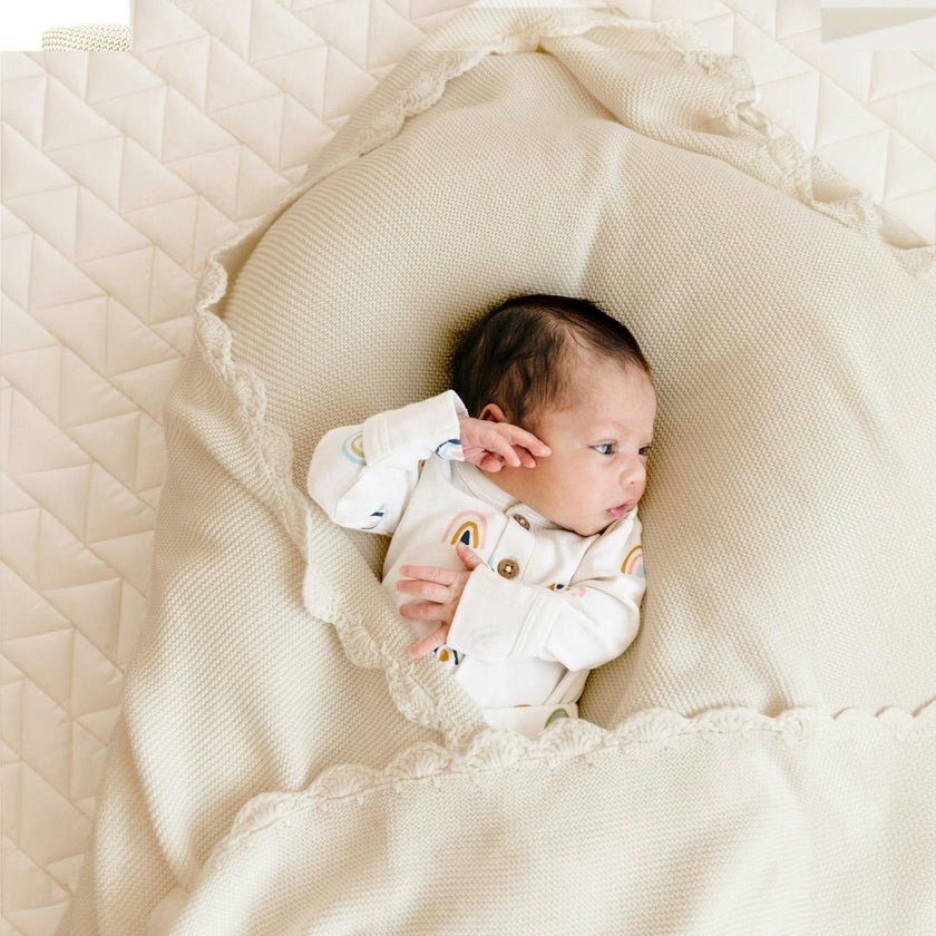 Organic Cotton Scalloped Baby Blanket