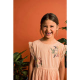 BIRDS EMBROIDERED DRESS PEACH