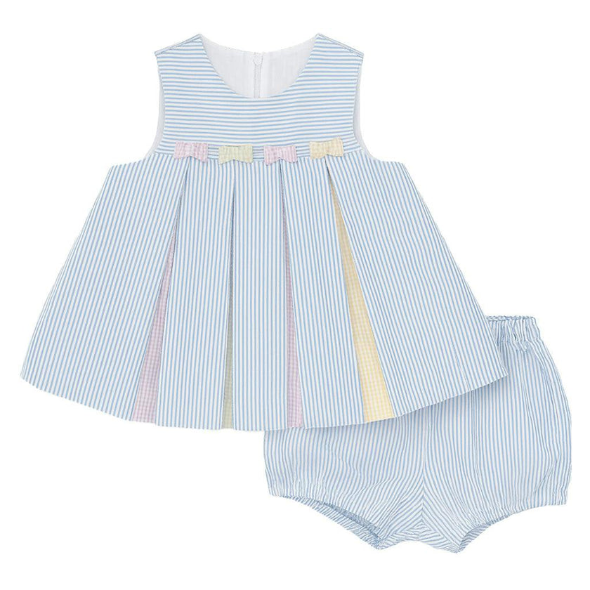 Multicolor Seersucker Dress & Bloomer