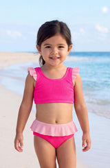 Daisy Toddler Crinkle Ruffle Bikini - Fuchsia