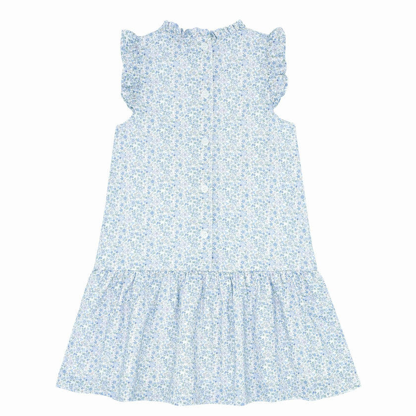 girls slate floral drop waist dress