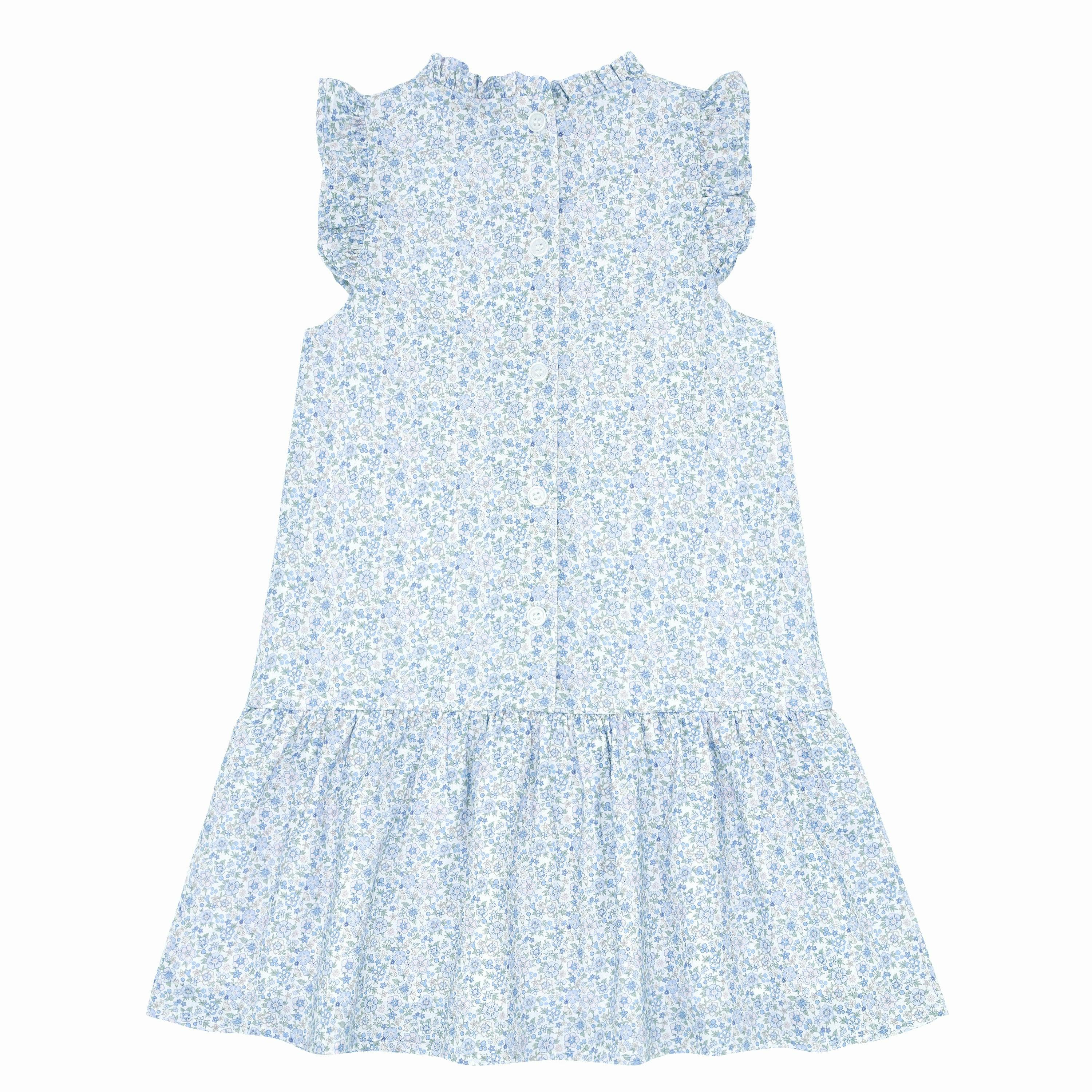 girls slate floral drop waist dress