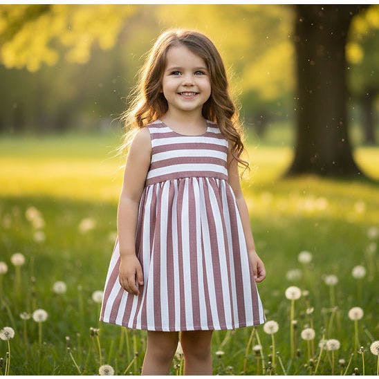 Striped A-Line Terracotta Dress., Stripes
