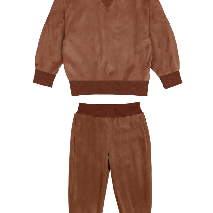 Baby Boys Velour High Collar V-Neck 2-Piece Lounge Set
