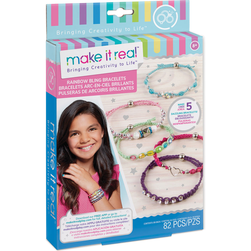 Rainbow DIY Bling Bracelets Kit - Create 5 Unique Cord Charm Bracelets