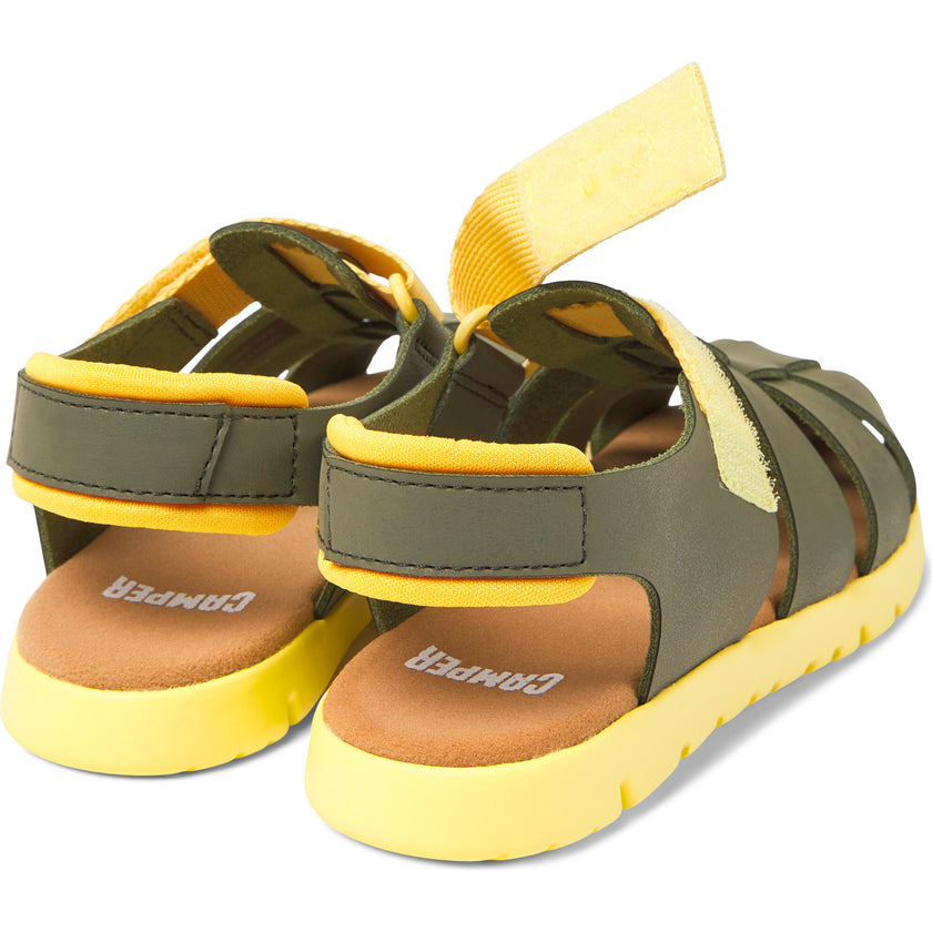 Oruga Sandals, Medium Green & Yellow
