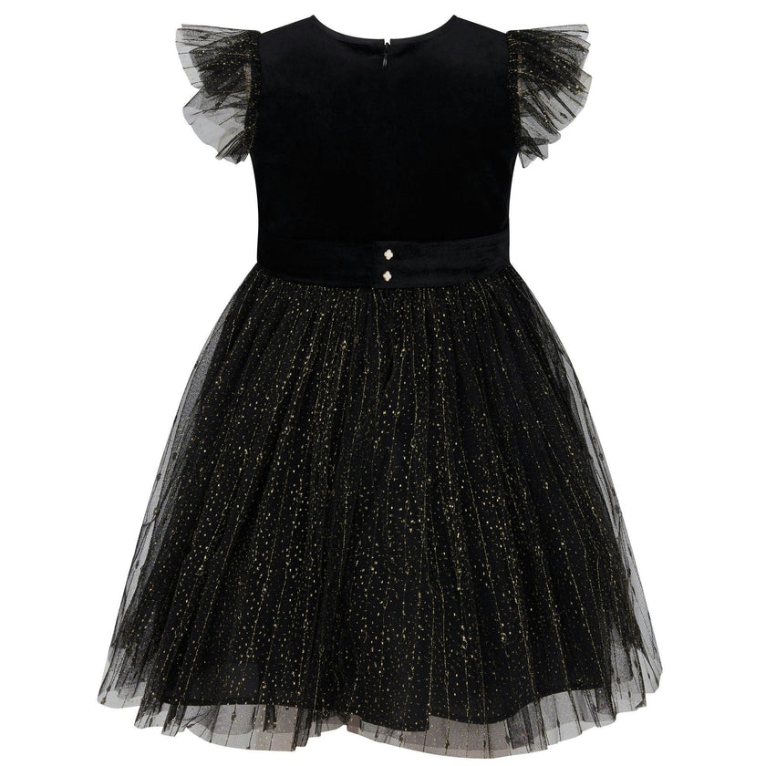 Wednesday Velvet & Glitter Tulle Party Dress