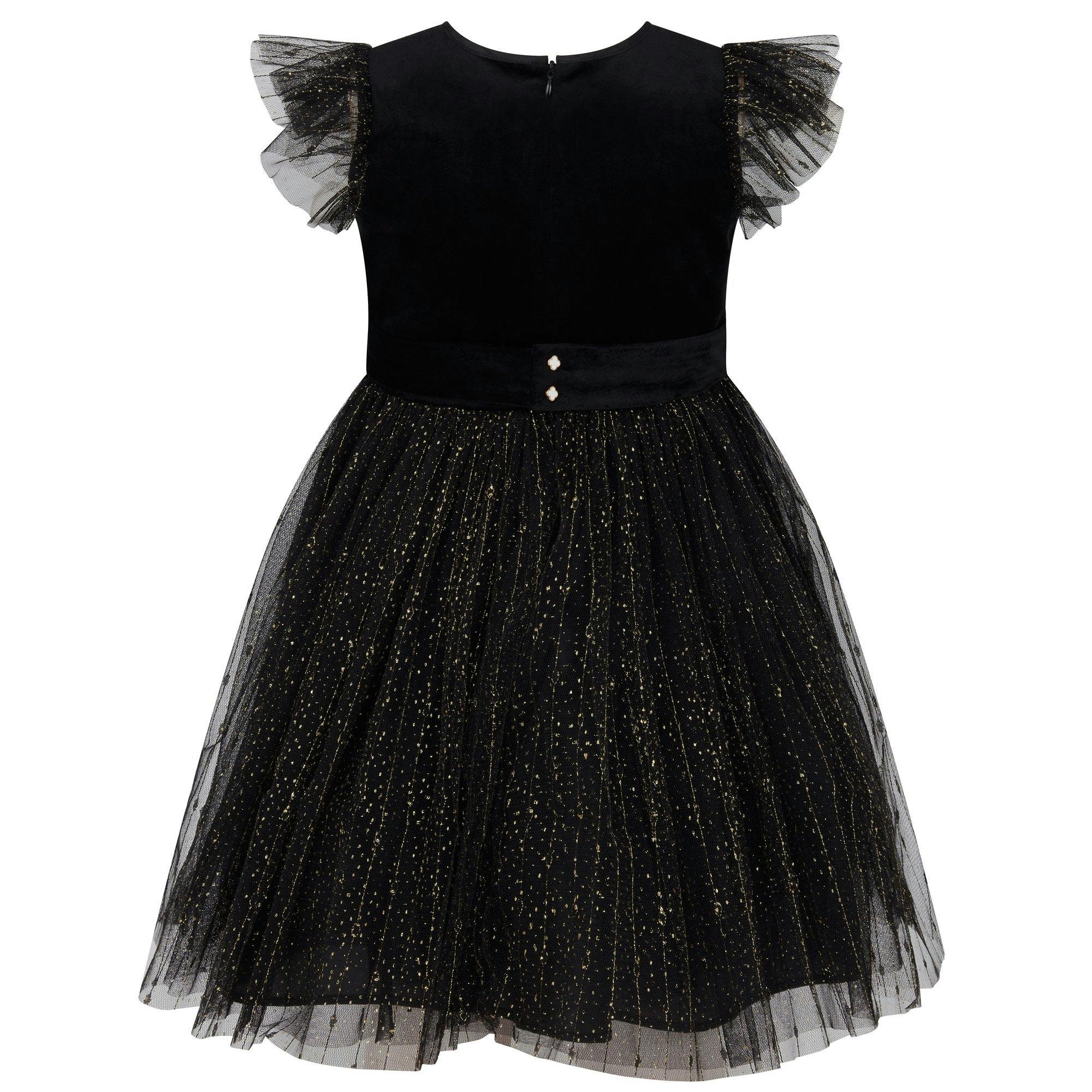 Wednesday Velvet & Glitter Tulle Party Dress