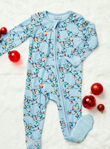 Soft & Stretchy Zipper Footie - Holiday Lights