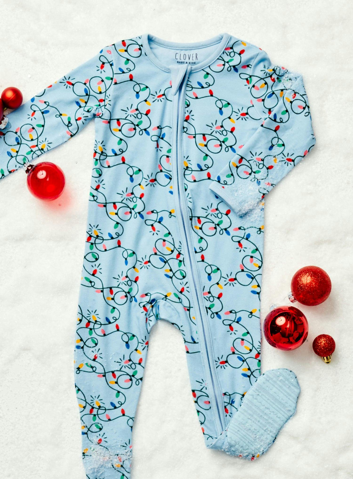 Soft & Stretchy Zipper Footie - Holiday Lights
