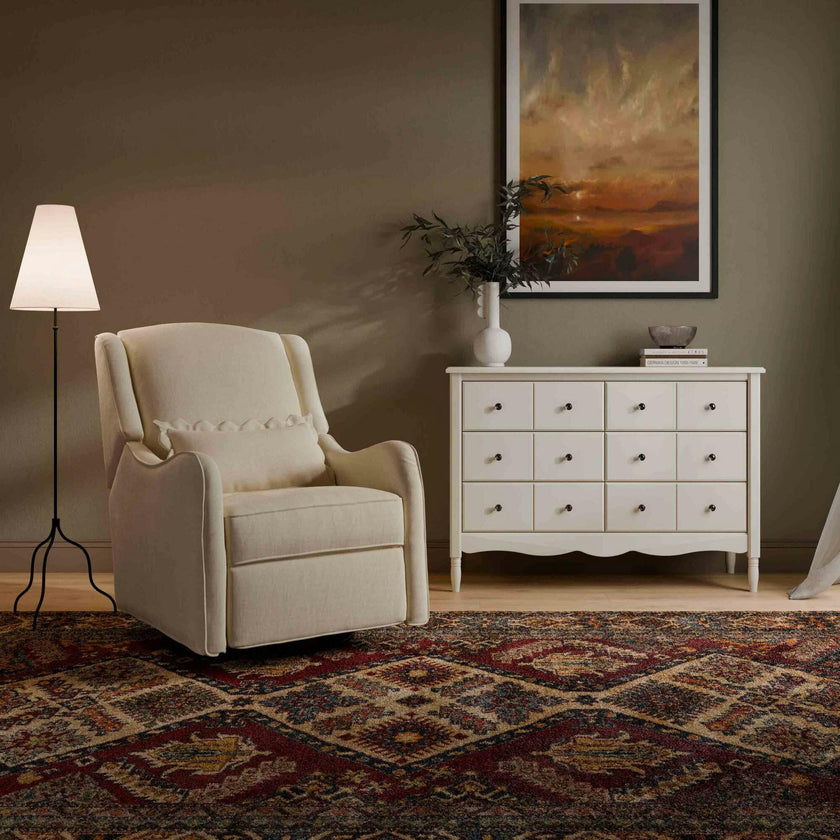 Devon Recliner and Swivel Glider in Performance Ivory Eco-Basketweave