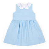 Linen-Look Dress With Embroidered Collar