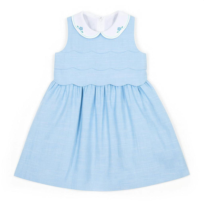 Linen-Look Dress With Embroidered Collar