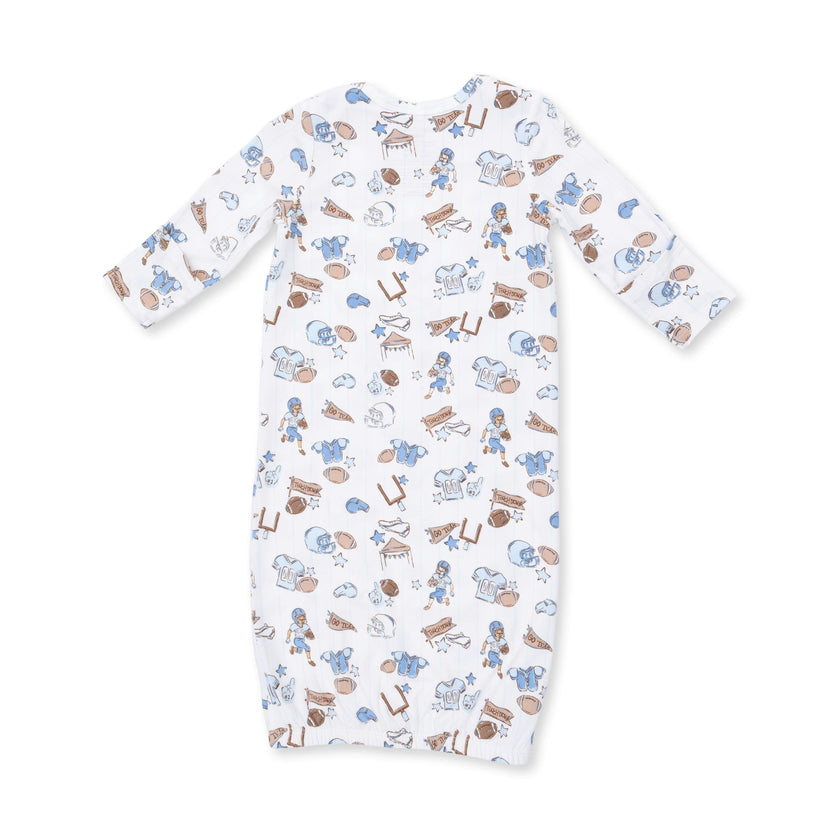 Football Nursery - Lap Shoulder Gown and Knotted Hat