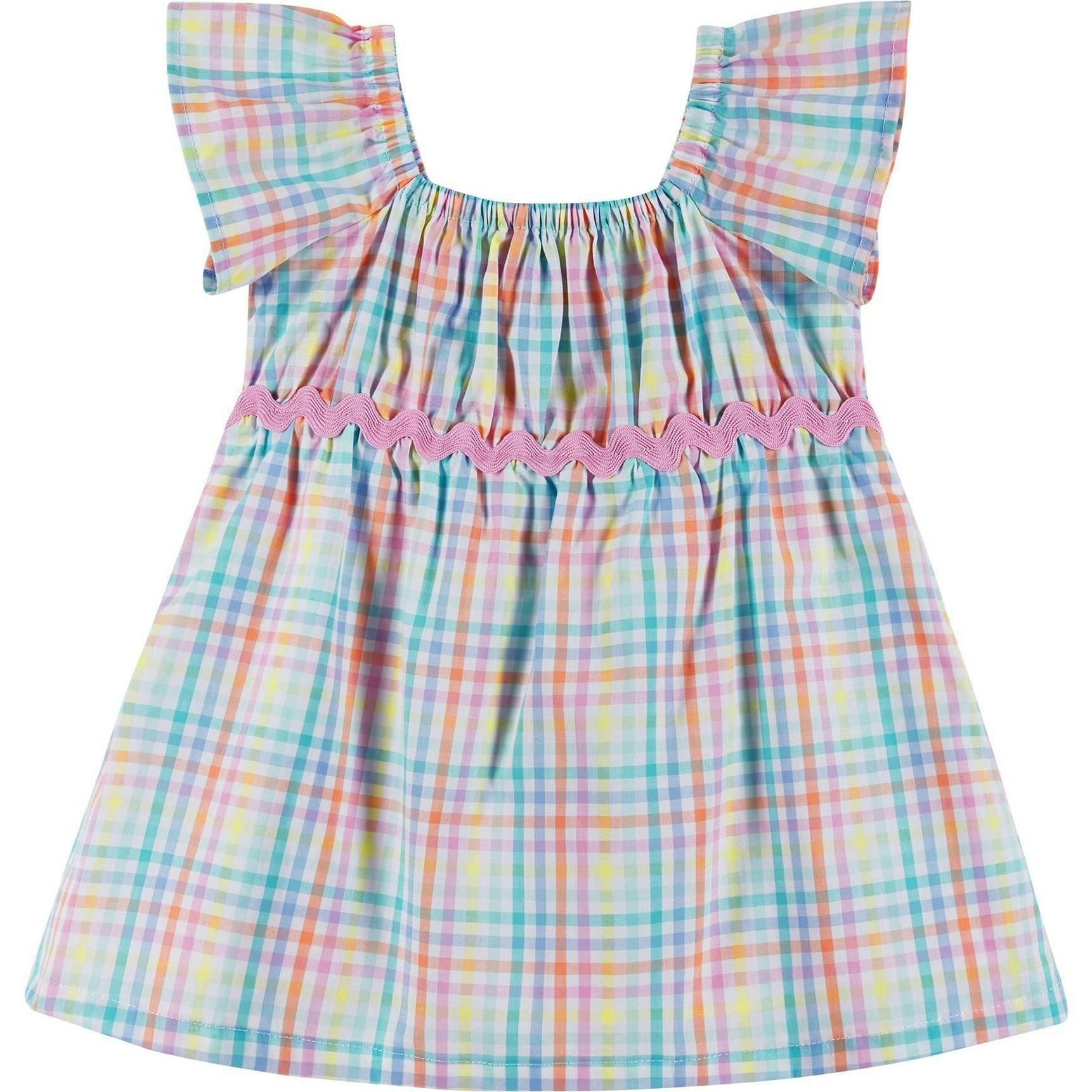 Infant Girls Plaid Dress Set | White Plaid