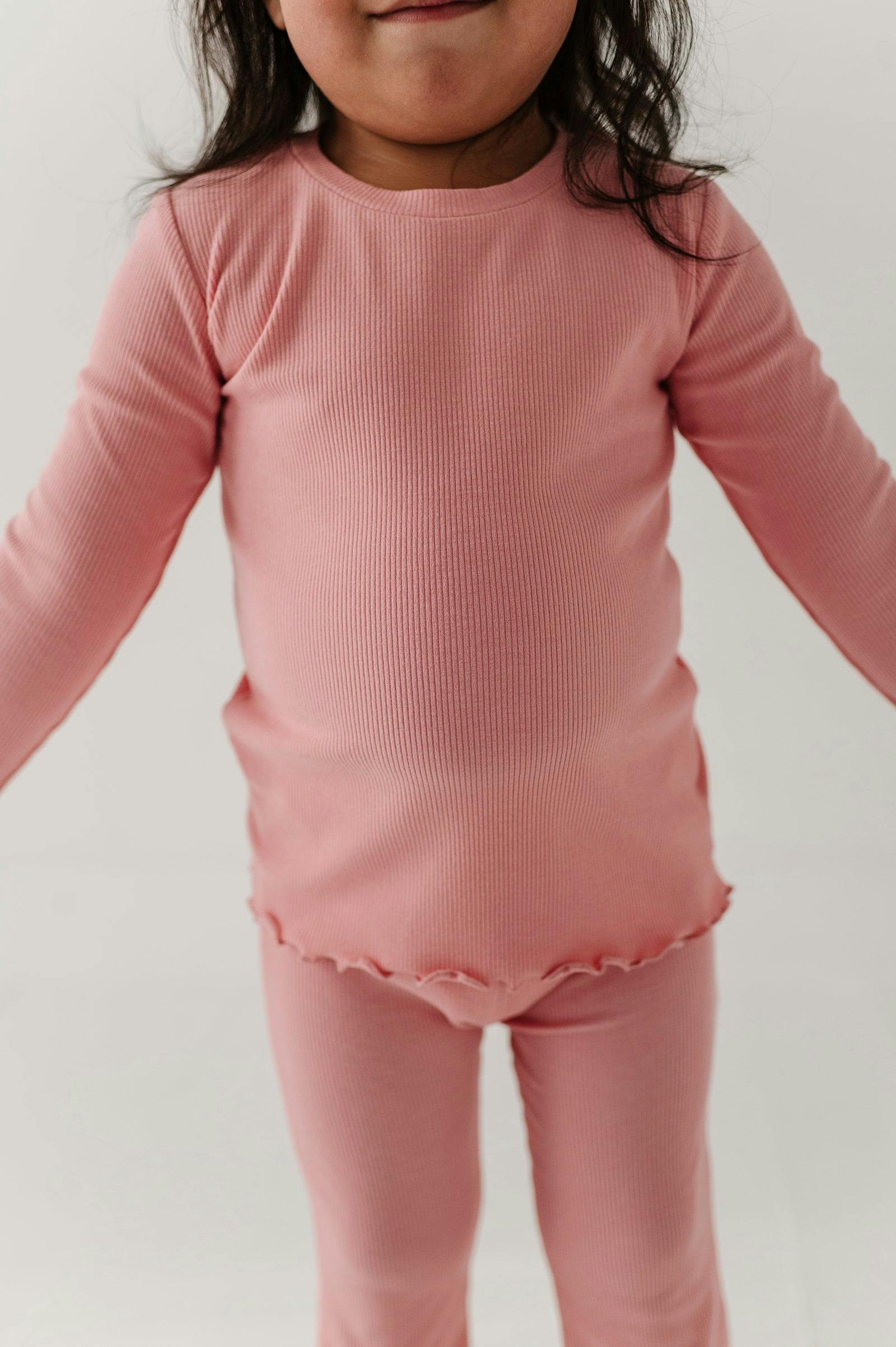 Girls Lettuce Hem Tee in Rose Elegance