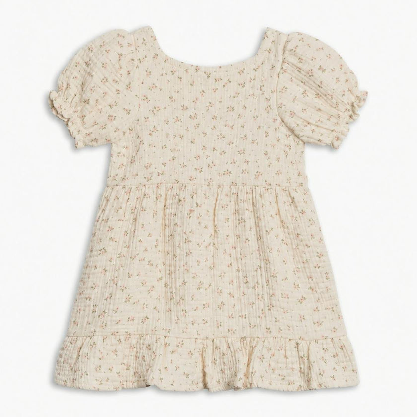 Celine Muslin Square Neck Dress - Camellia Floral / Shell + Fern