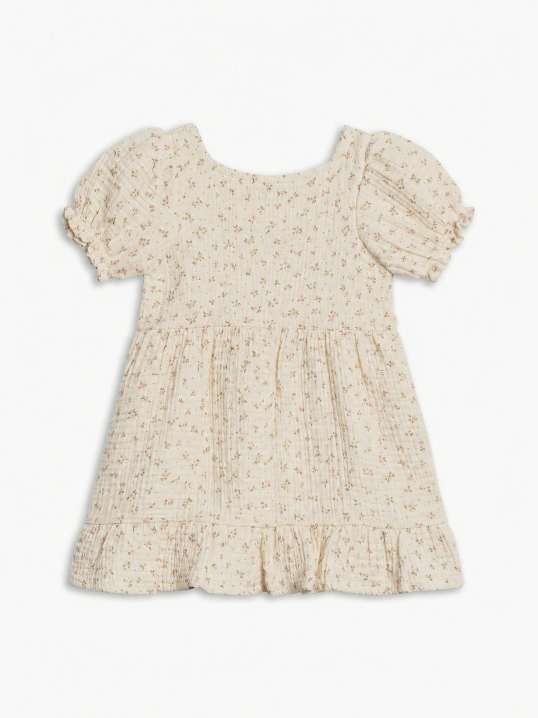 Celine Muslin Square Neck Dress - Camellia Floral / Shell + Fern