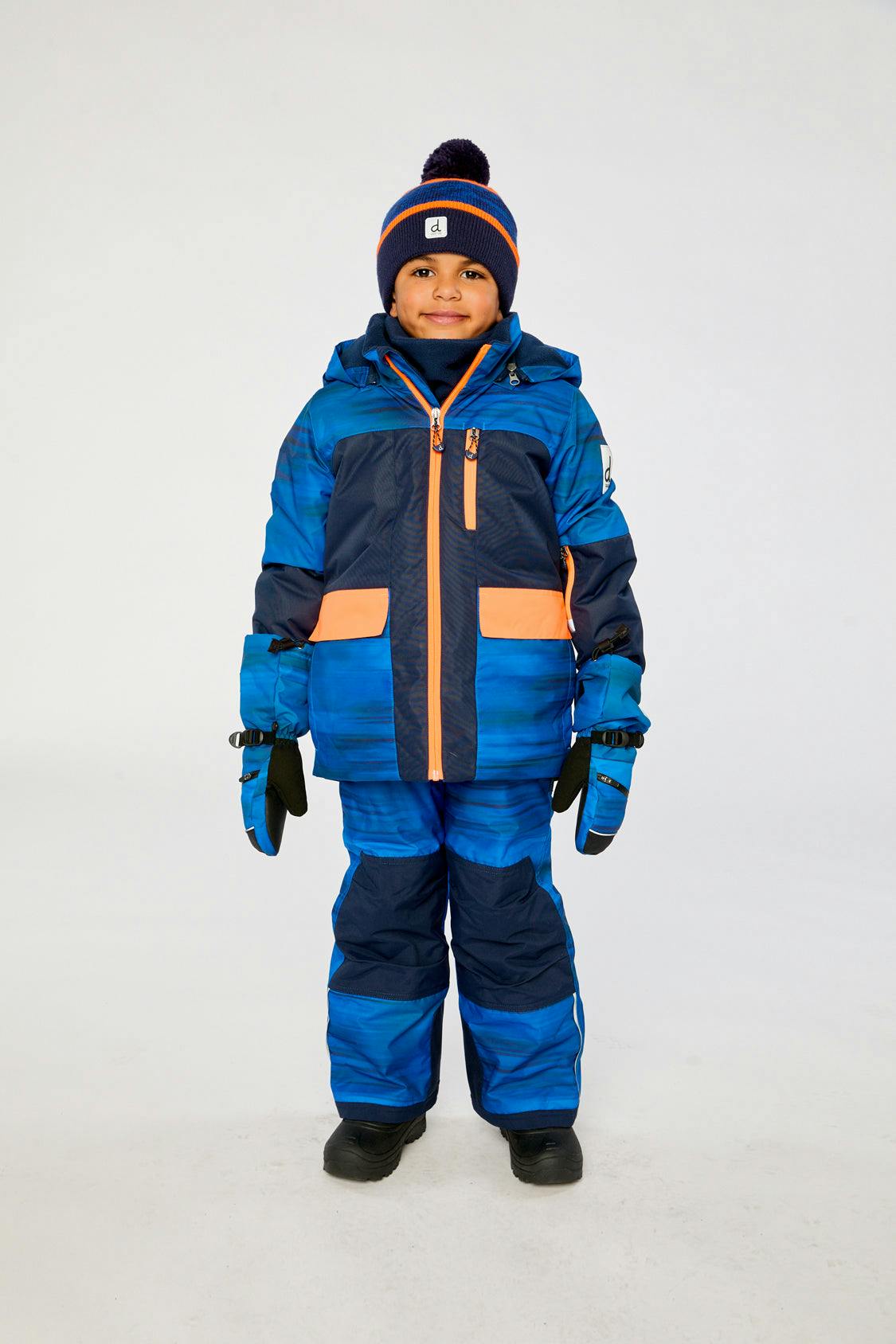 Two Piece Play Snowsuit Navy Blue and Orange with Blue Pants