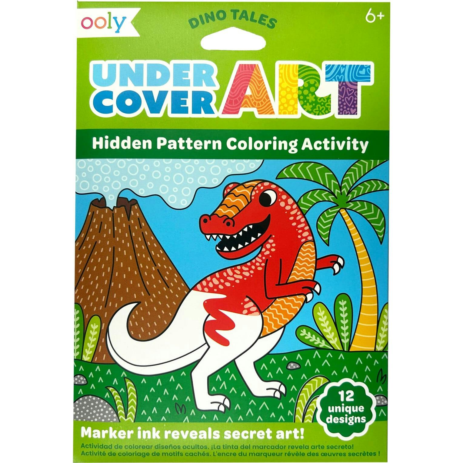 Undercover Art Hidden Pattern Coloring Activity Art Cards - Dino Tales - 12 Cards