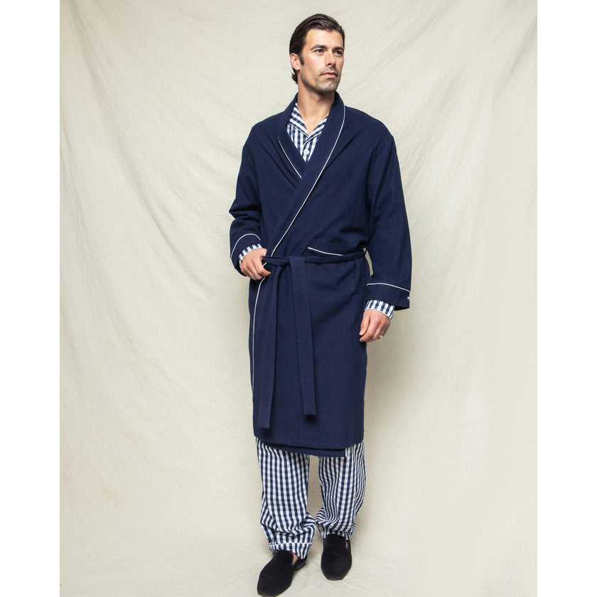 Men's Pima Robe in Navy