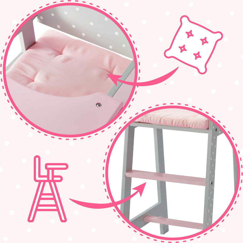 Polka Dots Princess Baby Doll High Chair