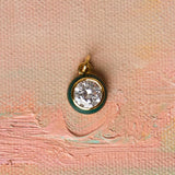 Green Enamel Bezel Charm